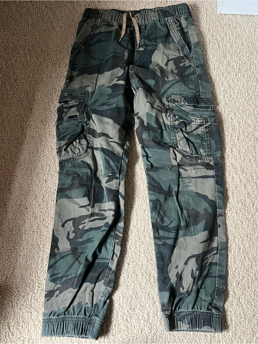 Wrangler Green Camo Cargo Pants with Red Logo Tab